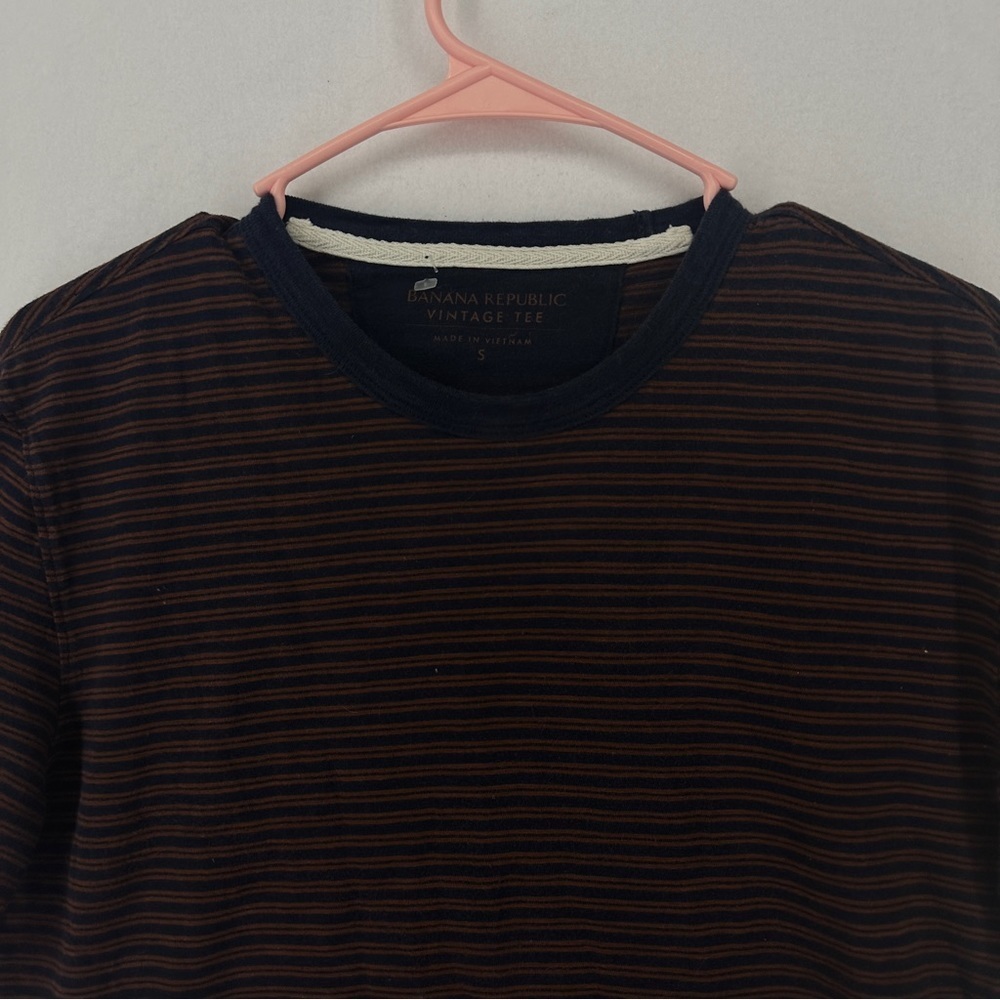 Banana Republic Vintage T-Shirt Striped Mens Size S Navy‎ Blue - Picture 2 of 9